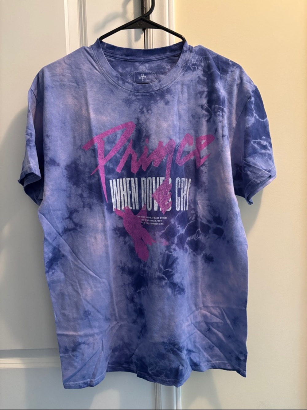 Prince 'When Doves Cry' Tie-Dye Graphic Tee in Purple and Pink